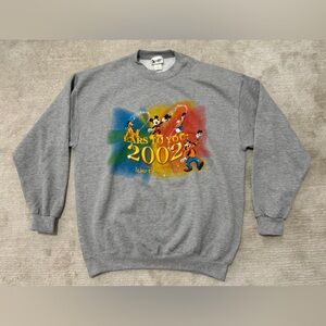 VTG 2002 EARS TO YOU WALT DISNEY WORLD Sweater Mickey Pluto Donald Duck Goofy XL